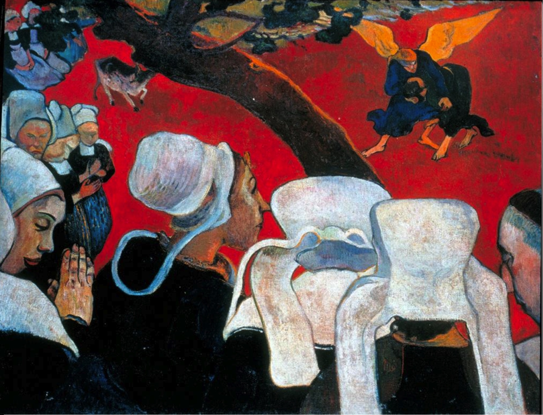 Gauguin, Paul. 1888. Vision après le sermon, ou la lutte de Jacob avec l’Ange, huile sur toile, 73 x 92 cm, Édimbourg, Galerie nationale d’Écosse.
