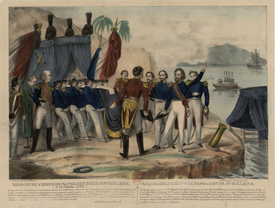 Départ du corps de Napoléon de l’ile de Sainte-Hélène, le 18 Octobre 1840, estampe, Paris, Lordereau, 1840. 