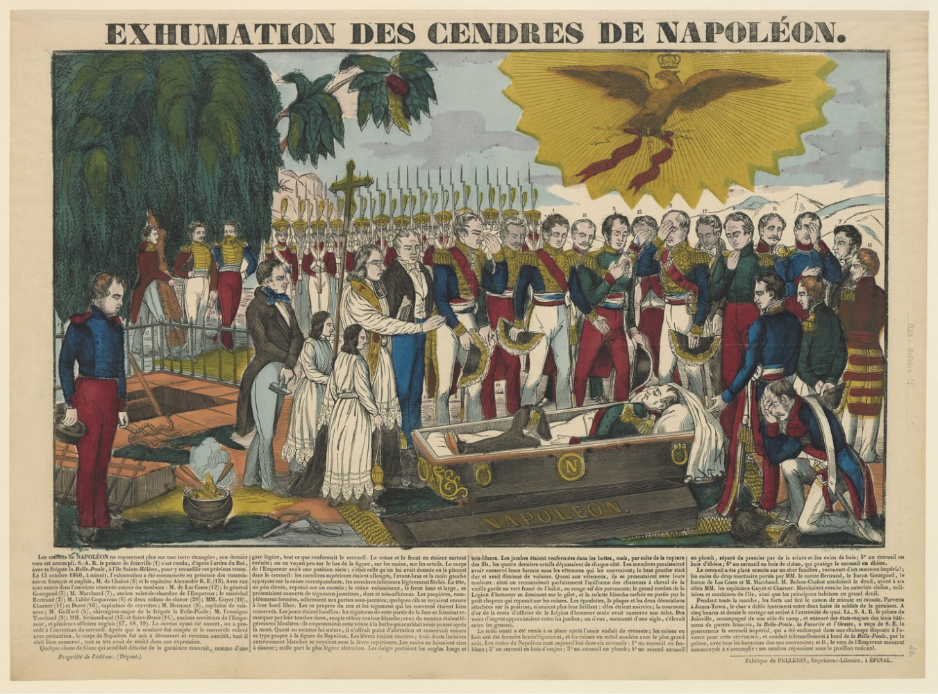 Exhumation des cendres de Napoléon, estampe, Pellerin Imprimeur-libraire (Épinal), s. d. 