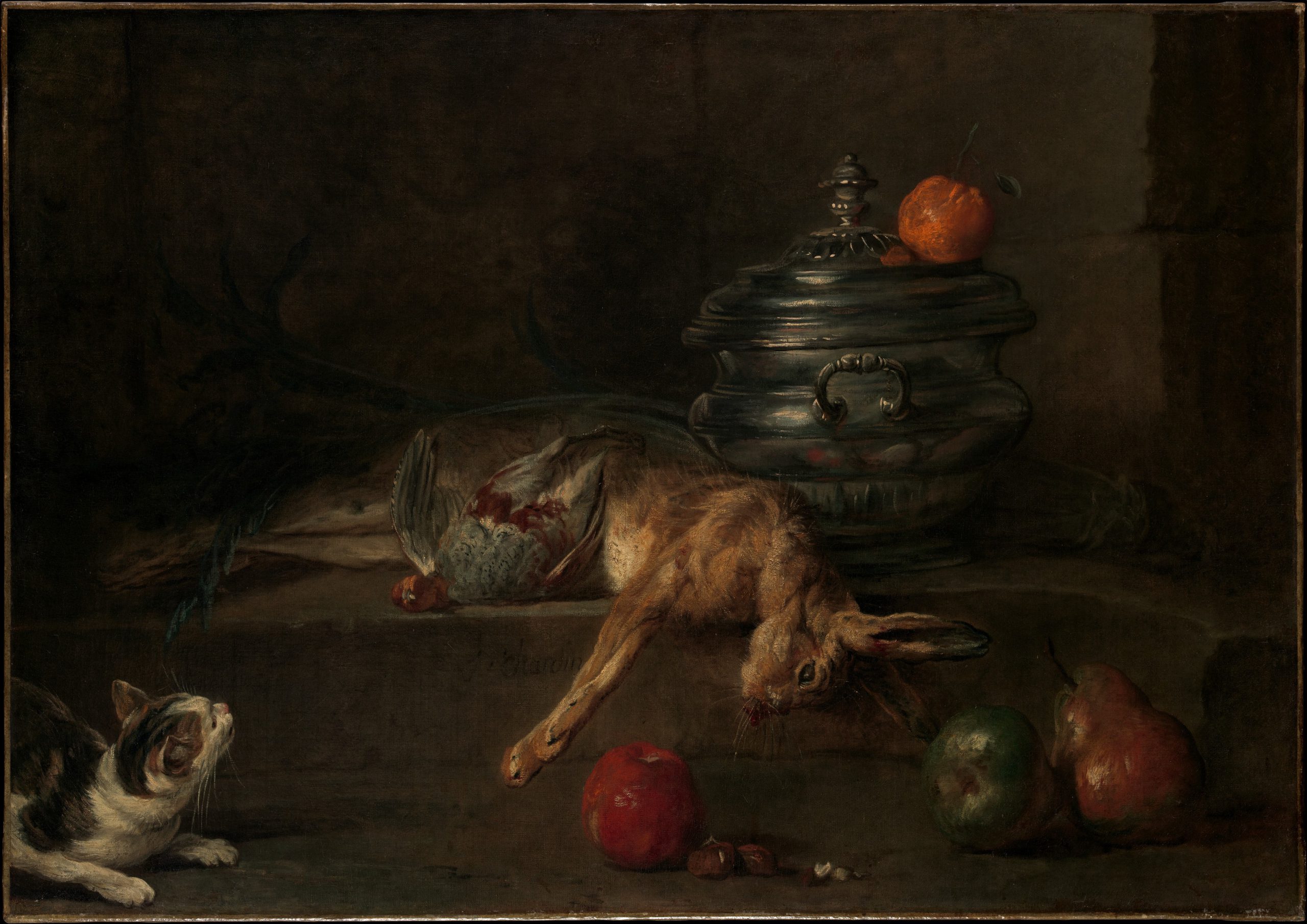 Jean-Baptiste-Siméon Chardin. Entre 1728 et 1730. Nature morte au pot à oille. Reproduction numérique. Huile sur toile. 