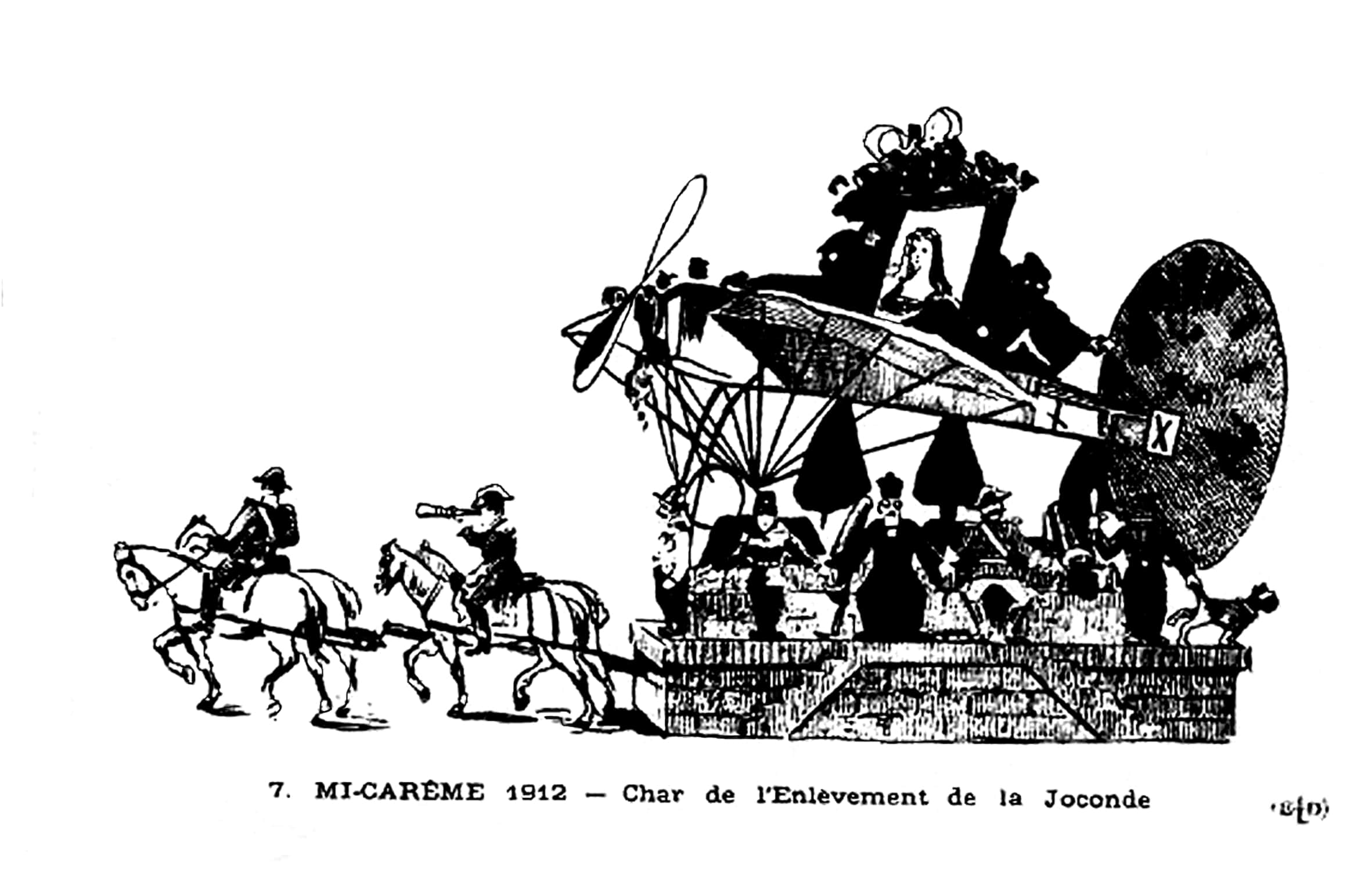 Fig. 5: Éditions ELD. 1912. «Char de l’enlèvement de la Joconde» [Carte postale] 