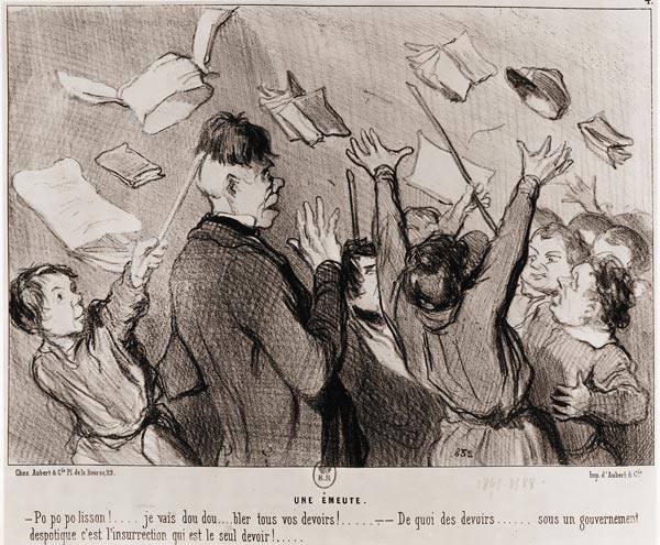 Daumier, Honoré. 20 décembre 1845. «Une émeute» [Caricature publiée dans le Charivari] 