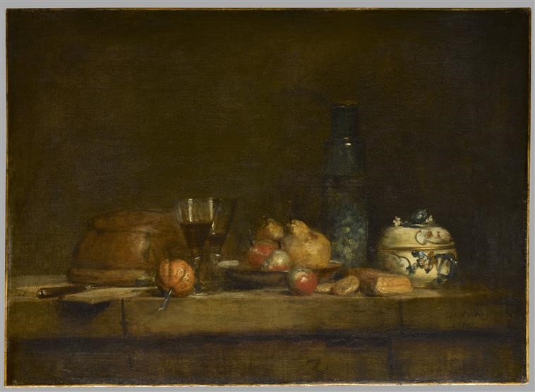 Fig. 9: Chardin, Jean-Siméon. 1760. «Le Bocal d’olives» [Huile sur toile] 