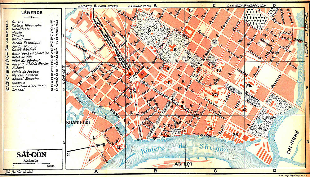 Plan de la ville de Saigon, Guide Madrolle, vers 1928 