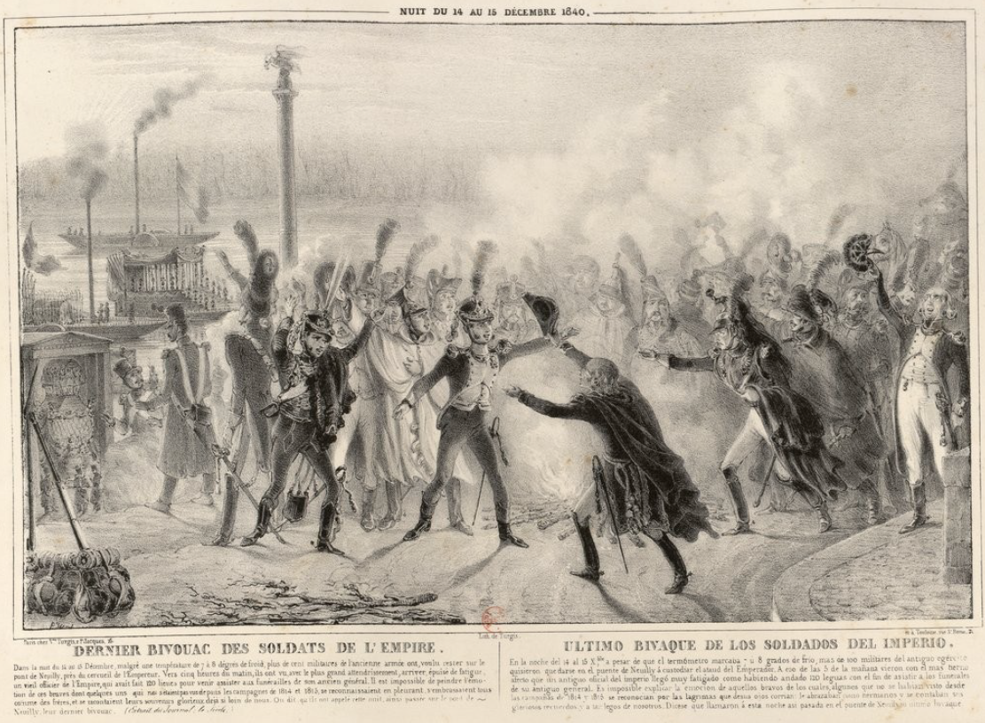 Dernier bivouac des soldats de l’Empire. Dans la nuit du 14 au 15 Décembre [extrait du journal Le Siècle], Paris, Turgis, 1840. 
