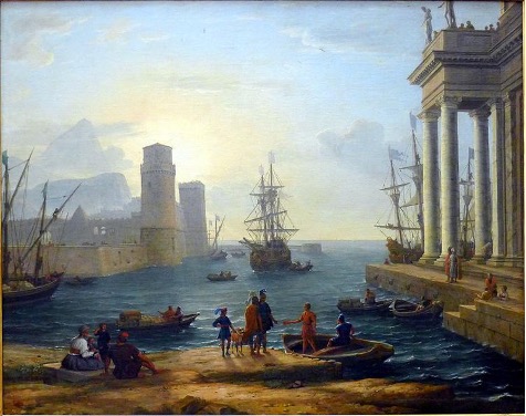 Claude Lorrain, «L’embarquement d’Ulysse», 1646, huile sur toile, 150 x 119 cm, Louvre, Paris, France. 