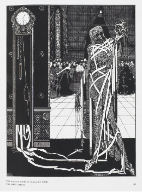 (Fig. 1) Clarke, Harry. 1919. The Masque of the Red Death. Illustration pour la nouvelle d’Edgar Allan Poe, «The Masque of the Red Death», dans l’édition de 1919 de Tales of Mystery and Imagination. London: Harrap. 