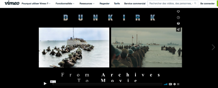 (Fig.5) Christopher Nolan’s Dunkirk. From Archives to Movie. 2018. Titouan Ropert. Vidéo en ligne sur Vimeo.com. 